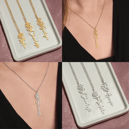 [SEPETTE EK %10 İNDRİM SADECE SINIRLI BİR SÜRE İÇİN] 🌸 Doğum Ayı Çiçeği İsim Kolyesi – Kişiye Özel