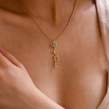 [SEPETTE EK %10 İNDRİM SADECE SINIRLI BİR SÜRE İÇİN] 🌸 Doğum Ayı Çiçeği İsim Kolyesi – Kişiye Özel