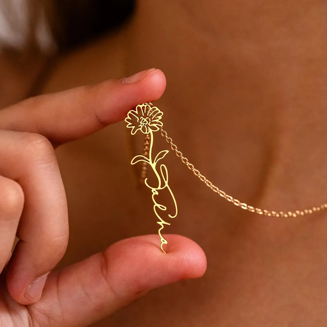 [SEPETTE EK %10 İNDRİM SADECE SINIRLI BİR SÜRE İÇİN] 🌸 Doğum Ayı Çiçeği İsim Kolyesi – Kişiye Özel
